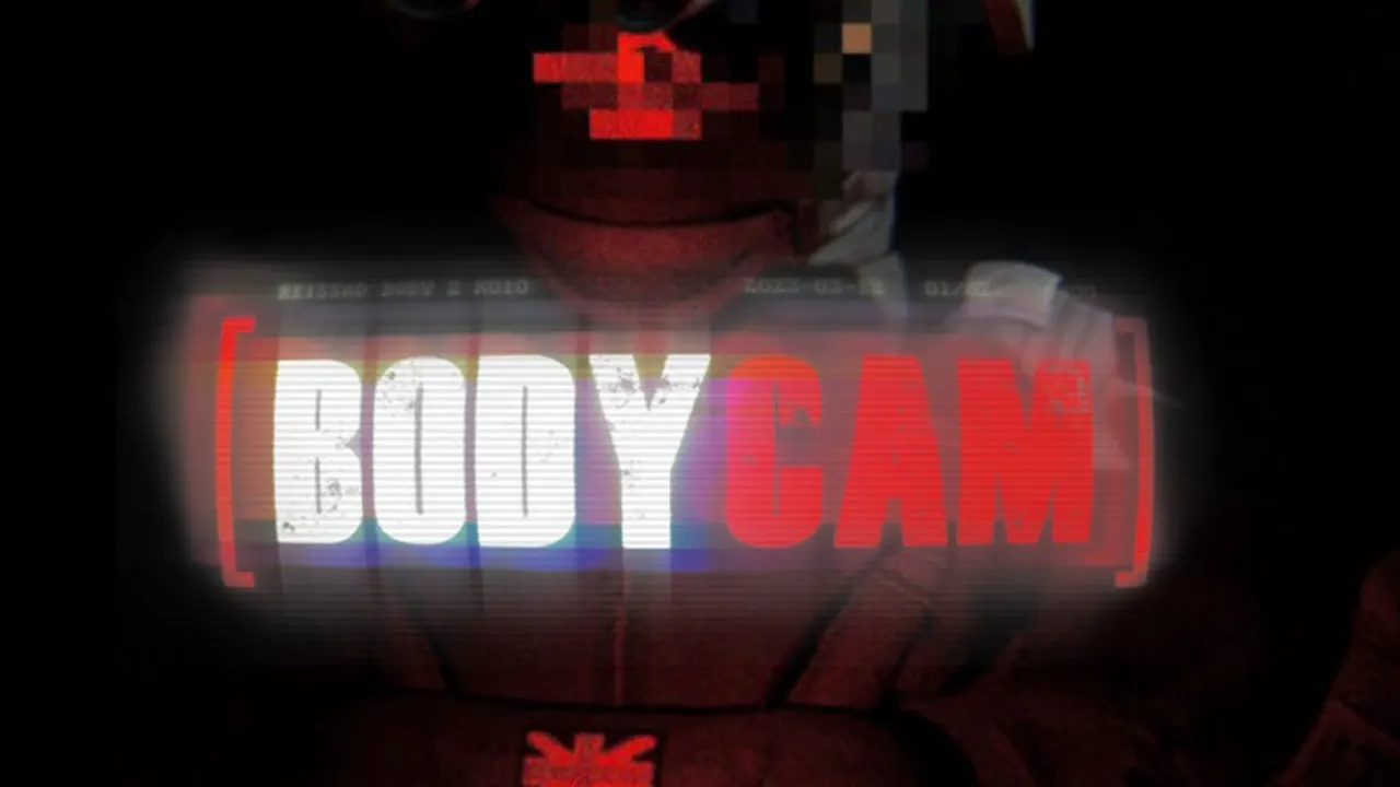 Bodycam first-person view holding a tight interior doorway