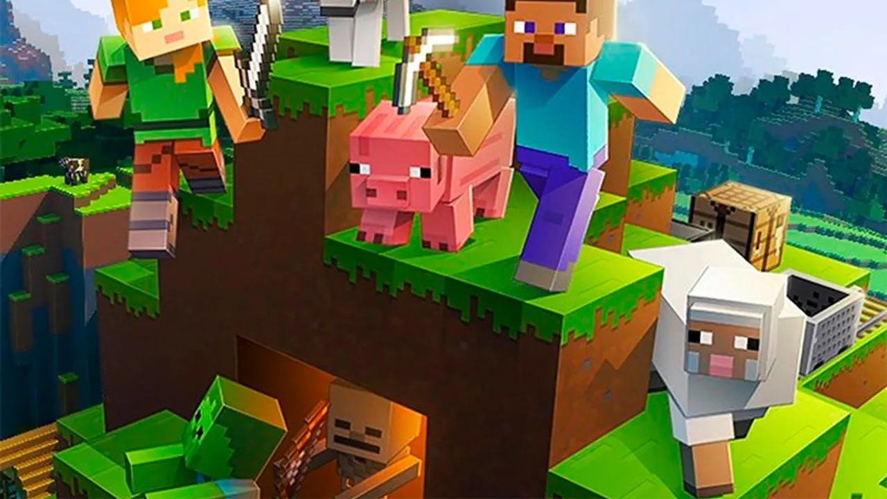 Minecraft dirt shelter at dusk with a crafting table